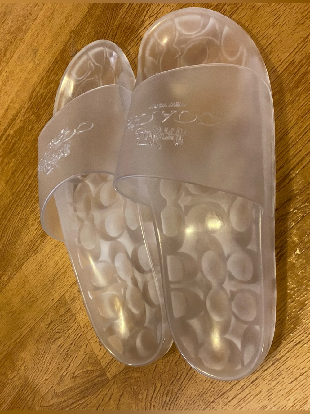 Coach Ulyssa Rubber Slide Clear Jelly Slides Flat Sandals Sz 9 Y2K Retro Style
